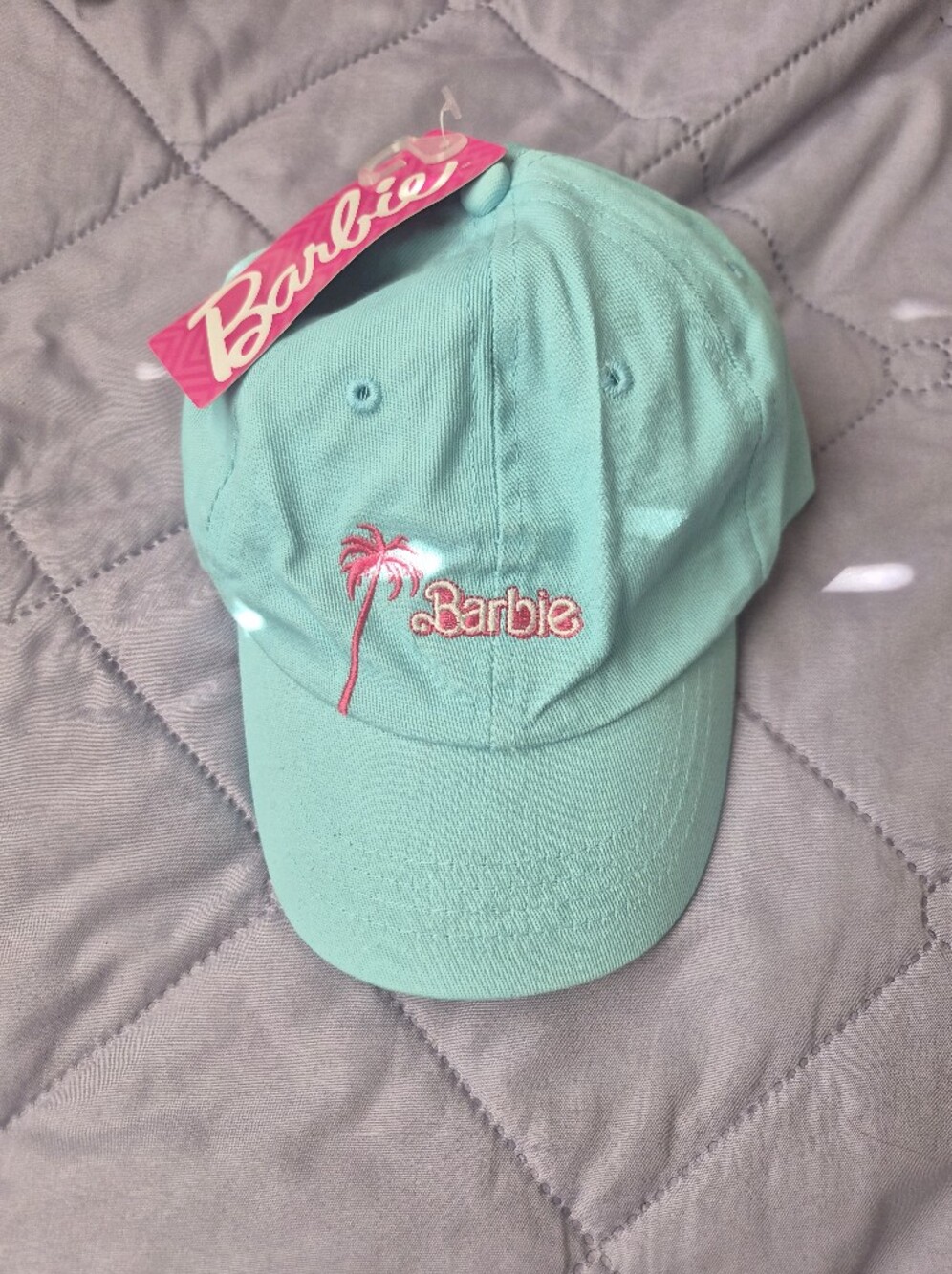 Barbie Mint Cap with Pink Palm Embroidery